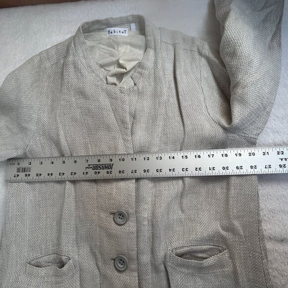 Habitat Womens Linen Button Front Tunic Jacket Medium Gray Pockets Lightweight - Picture 8 of 10
